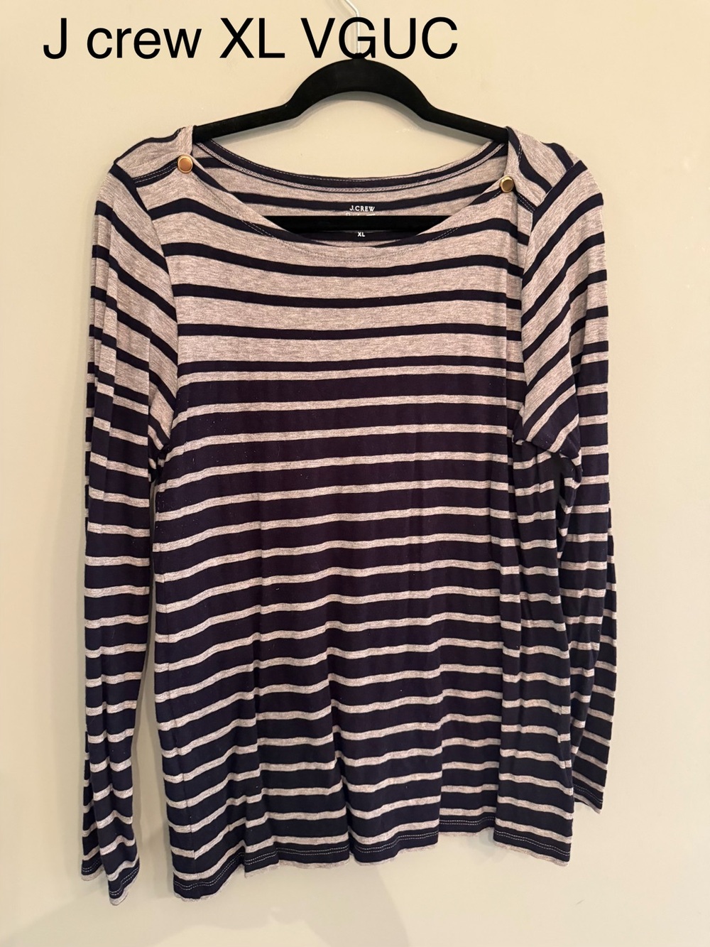 J. Crew Navy and Grey Striped Long-Sleeve Top
